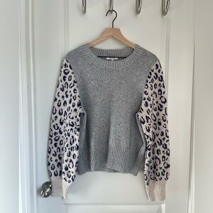 NWT Leopard-Sleeve Tensley Pullover Sweater